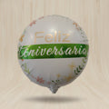 Globo Feliz Aniversario circular flores