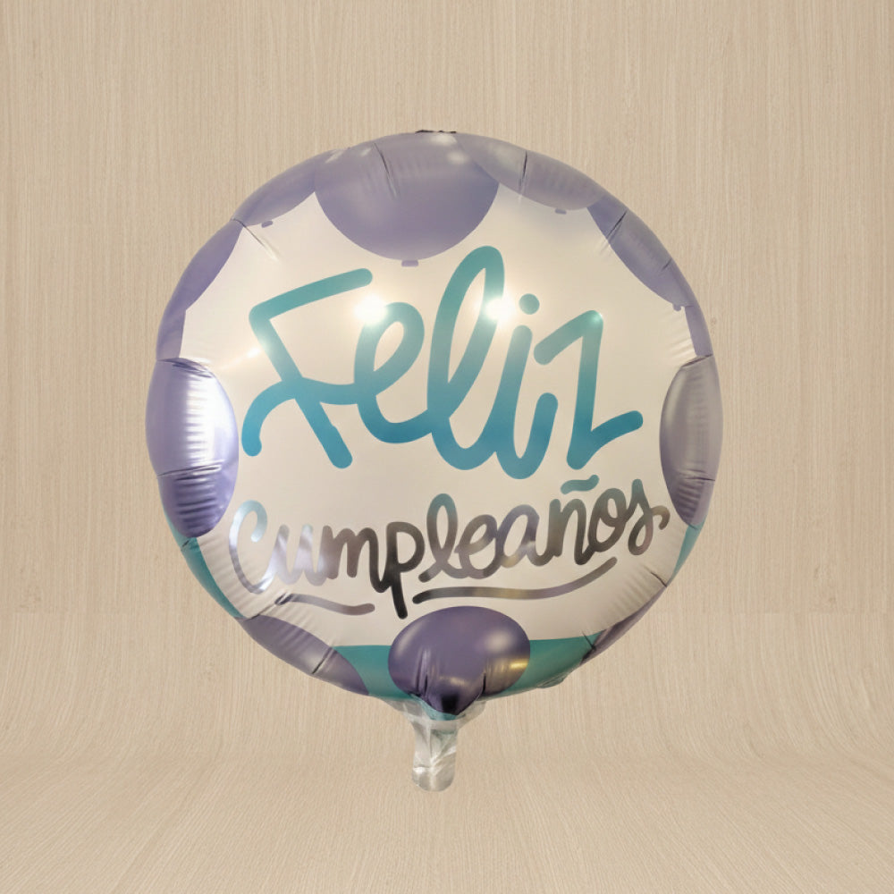 Globo Feliz cumpleaños lila y celeste