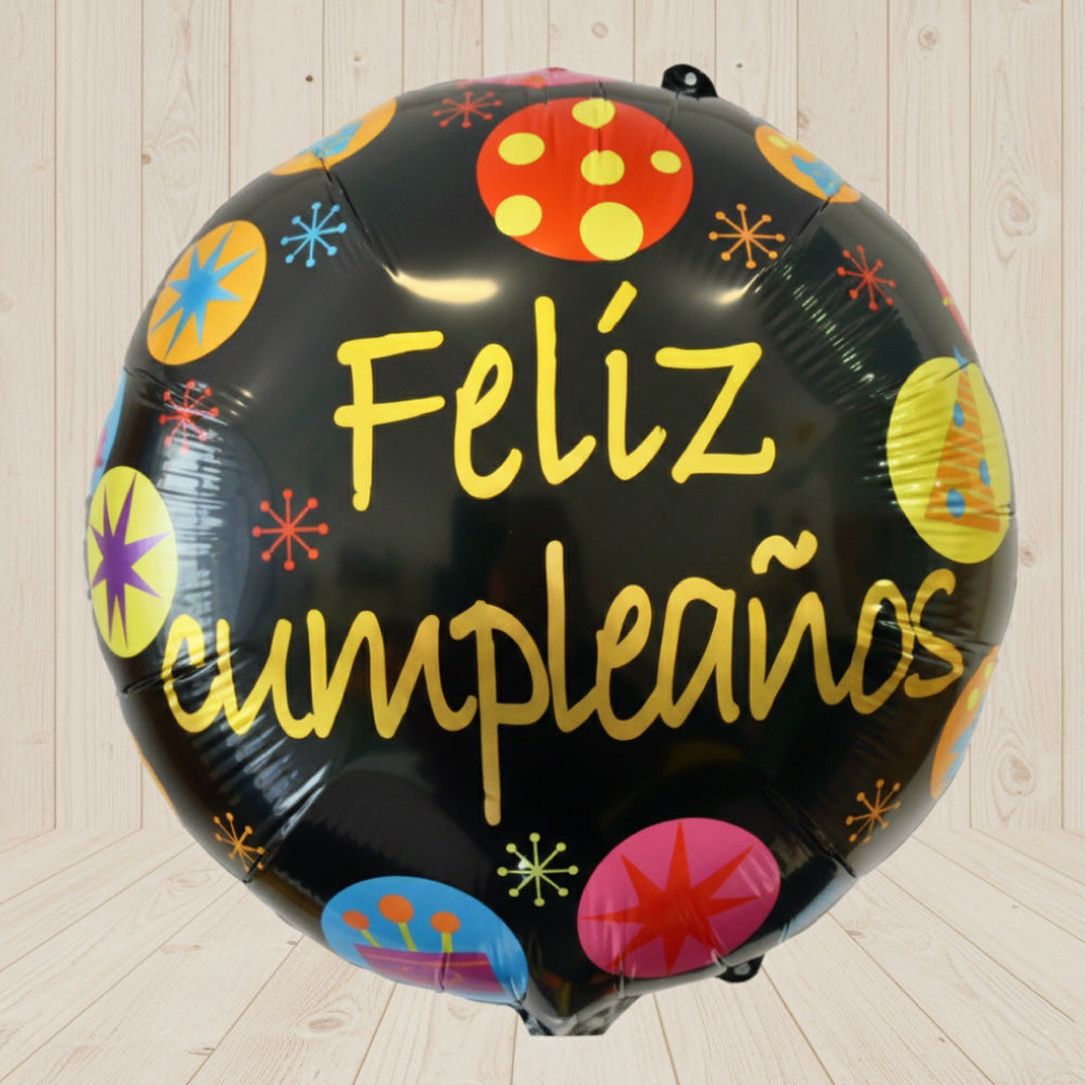 Globo Feliz cumpleaños negro