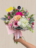 Ramo hortensias y gerberas rosado
