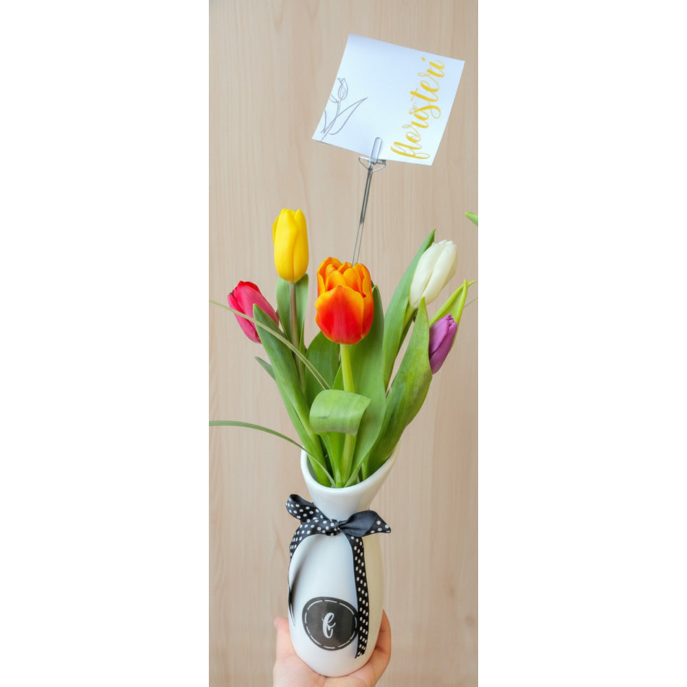 Tulipanes Multicolor x5 en jarrón